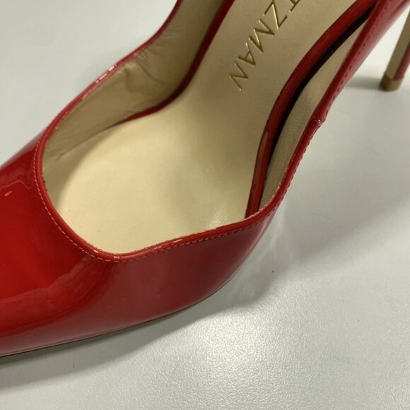 NEW STUART WEITZMAN Women’s Power Pumps Red Patent Leather Size 8.5C Pointed Toe - Picture 9 of 12